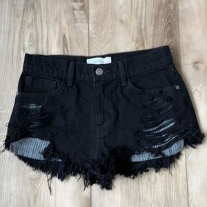 Pistola Nova Distressed Denim Shorts Black Size 25
